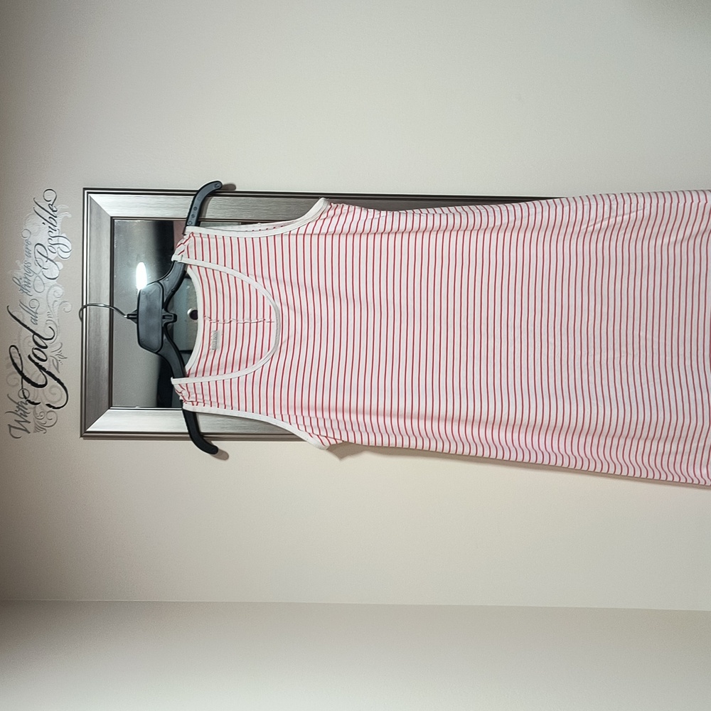 Basic Editions Cotton Red and White Striped Midi/Maxi Dress